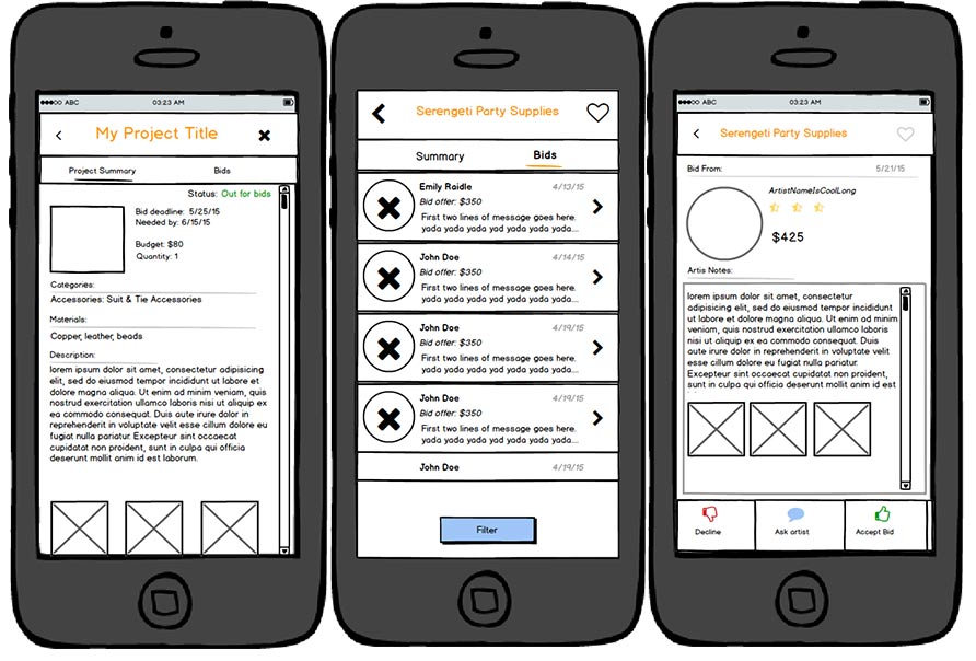 Etsy - wireframing